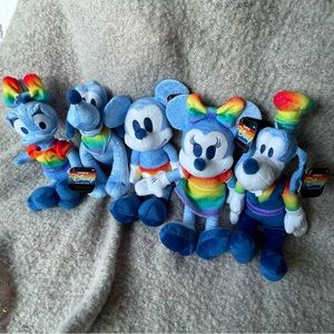 Disney Rainbow Collection Plushies Lot of 5